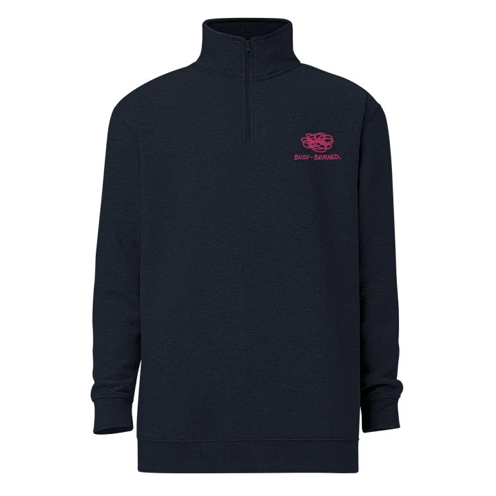 BUSY-BRAINED (pink) embroidered quarter zip product image (1)