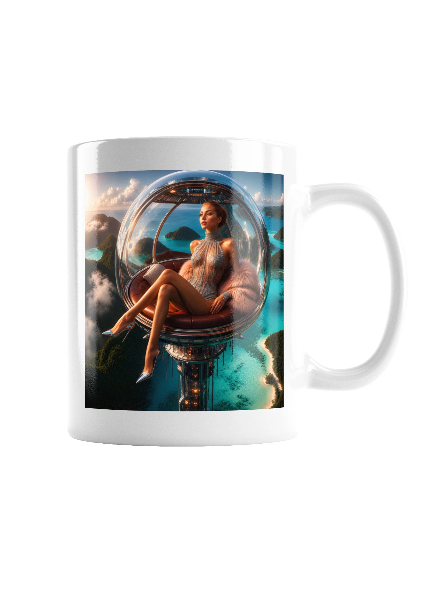 Cyberpunk Sky Pod Mug | Futuristic Boss Babe Mug | Luxury Manifestation Coffee Cup product image (2)