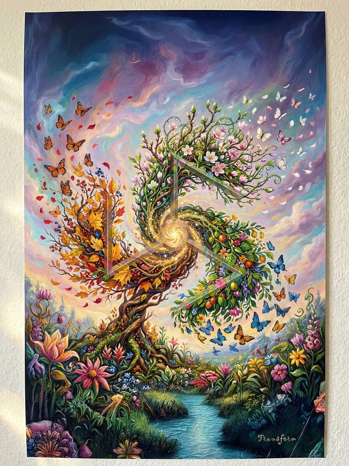 Transform | Sacred Circuits Glyph #13 – Surreal Nature Metamorphosis Art - Vertical Poster product image (1)