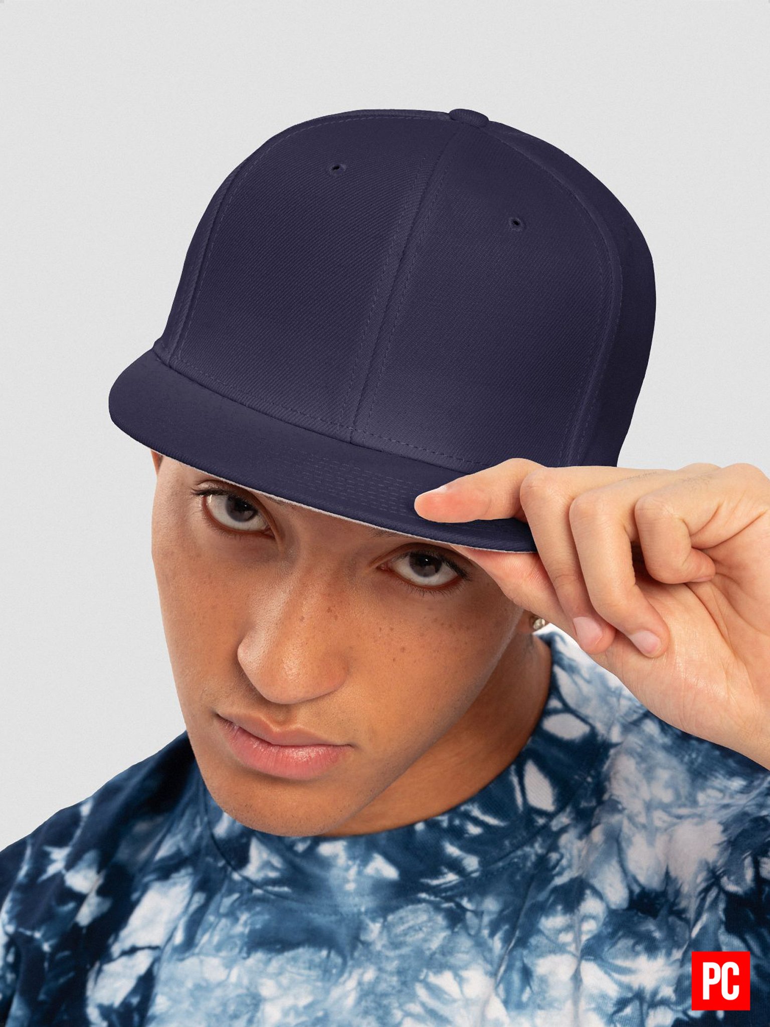 Plain Color Navy Wool Blend Snapback Cap product image (1)