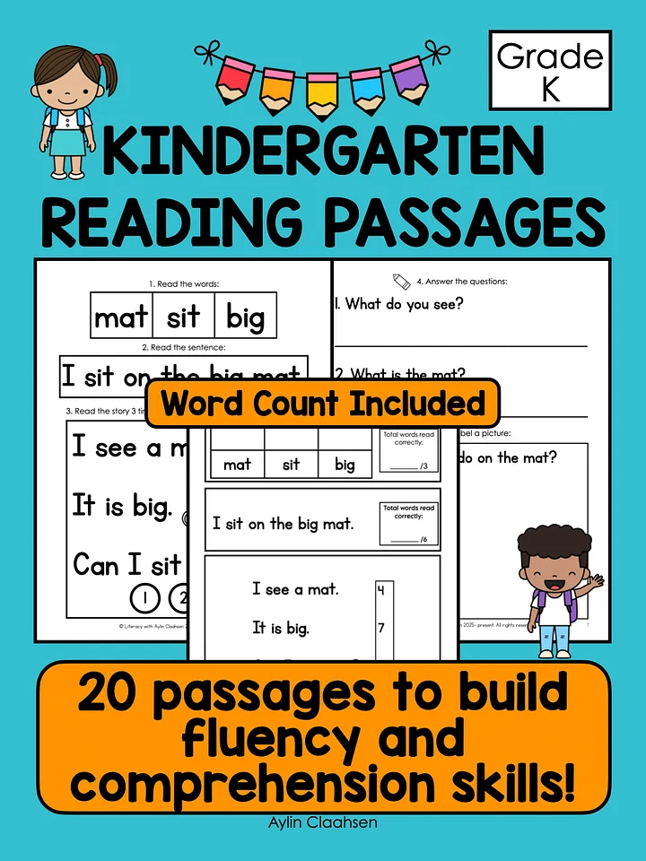 Kindergarten Reading Passages to Build Fluency and Comprehension Skills product image (1)