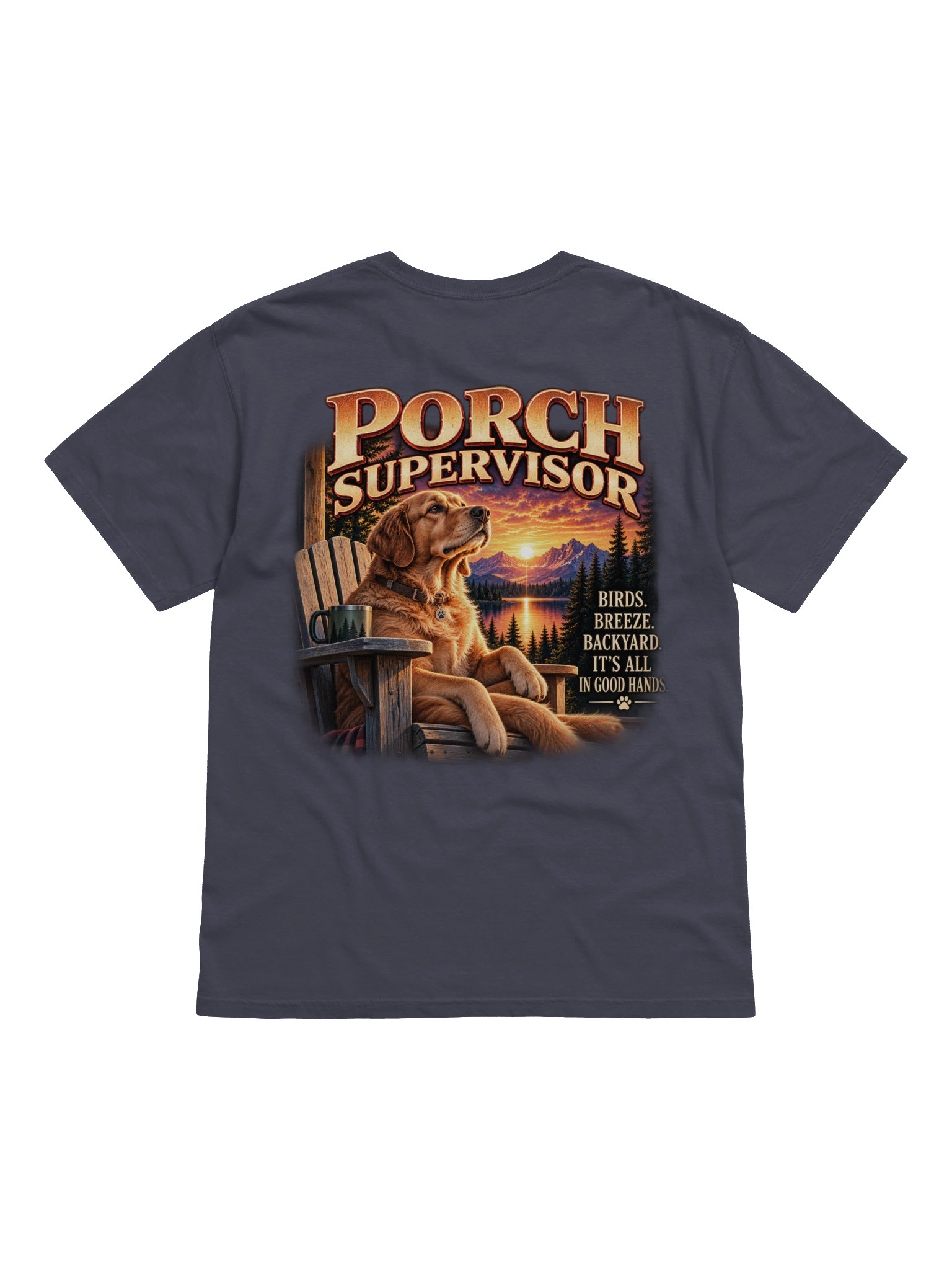 Porch Supervisor Dog Dad T-Shirt – Funny Golden Retriever Dog Lover Tee product image (9)