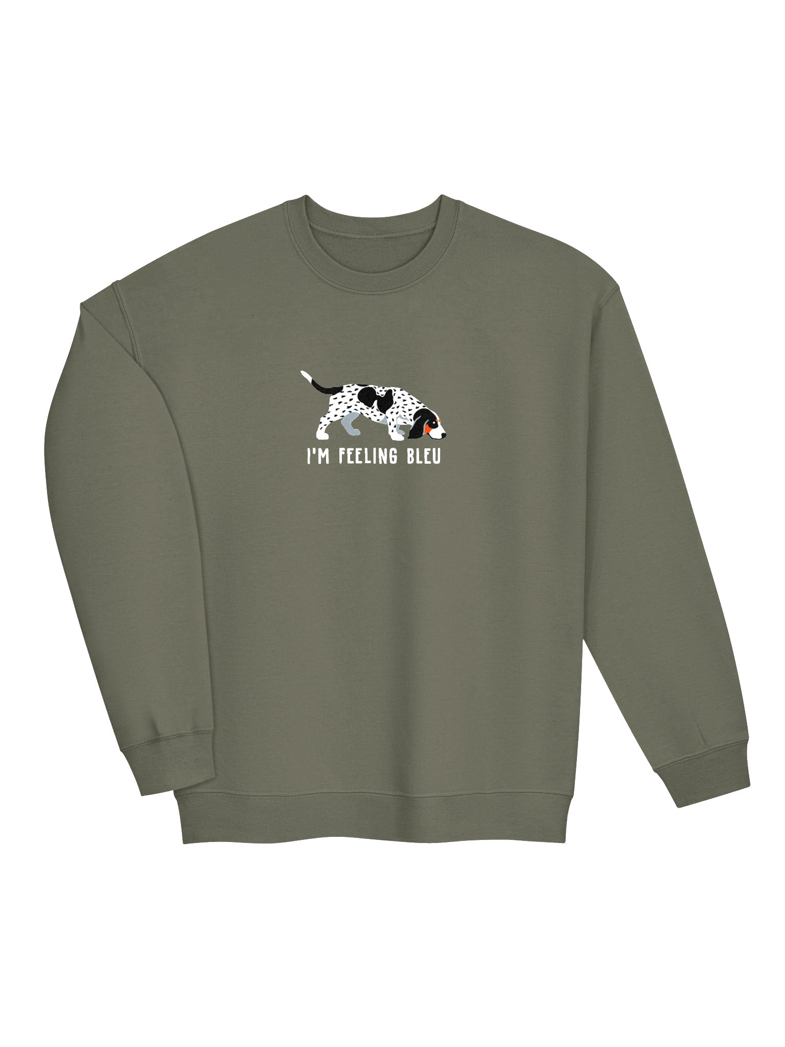 I'm Feeling Bleu Sweatshirt (Embroidered) of a Basset Bleu de Gascogne(Tricolor) product image (6)