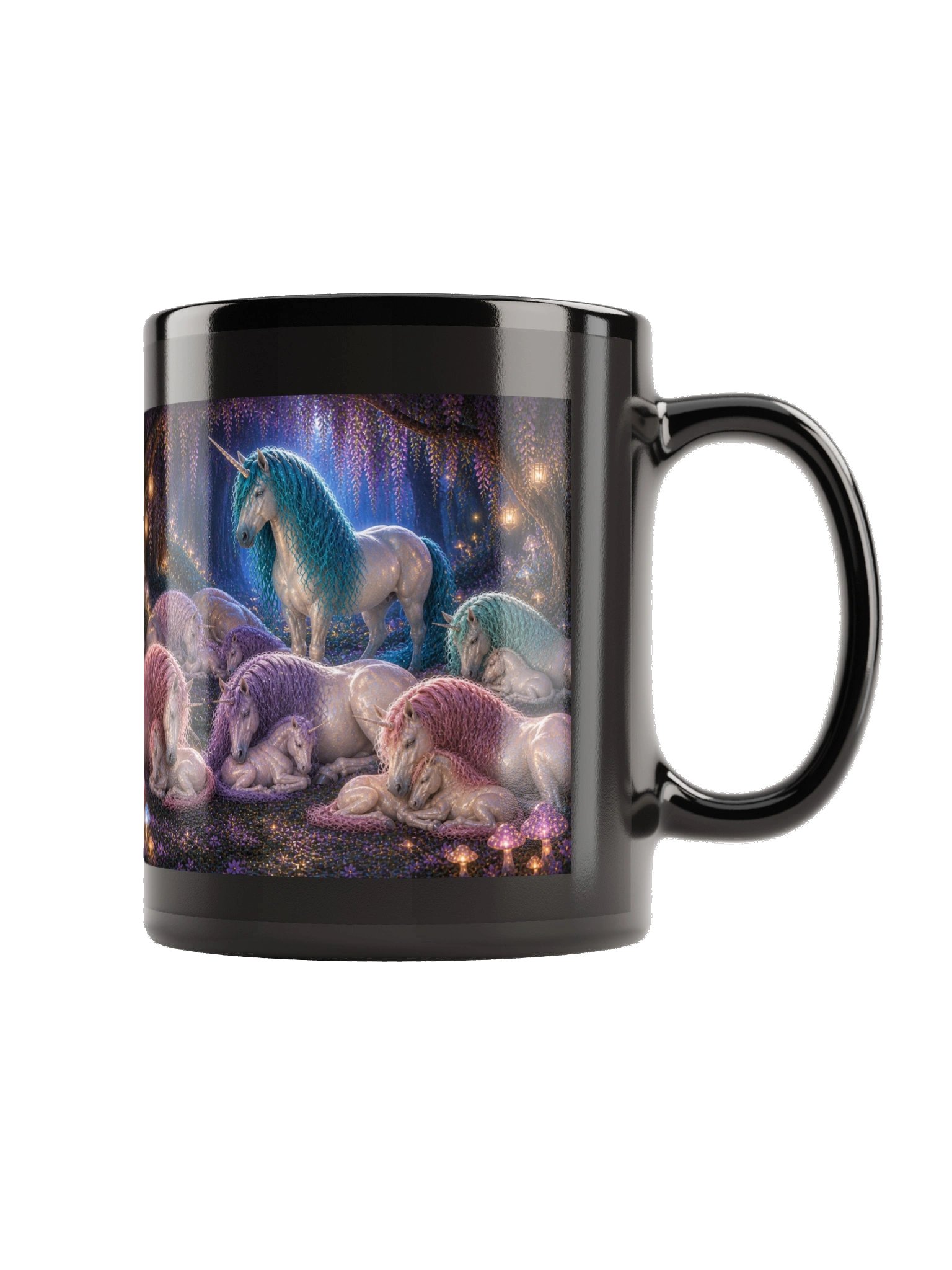 Sleeping Unicorns Black Glossy Mug product image (9)