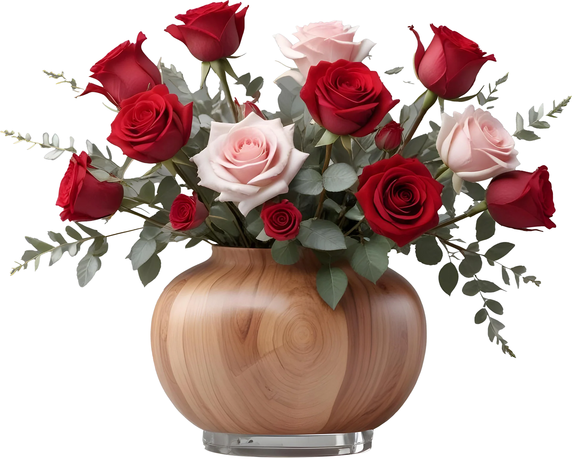 Natural Charm – Woodgrain Rose Vase PNG product image (1)