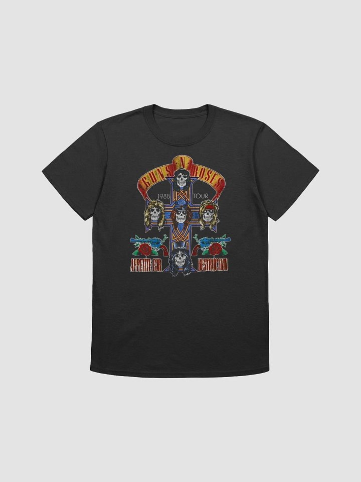 Guns N’ Roses 1988 Tour T-Shirt | Appetite for Destruction Cross Skull Graphic Tee | Classic Hard Rock Concert Merch product image (1)