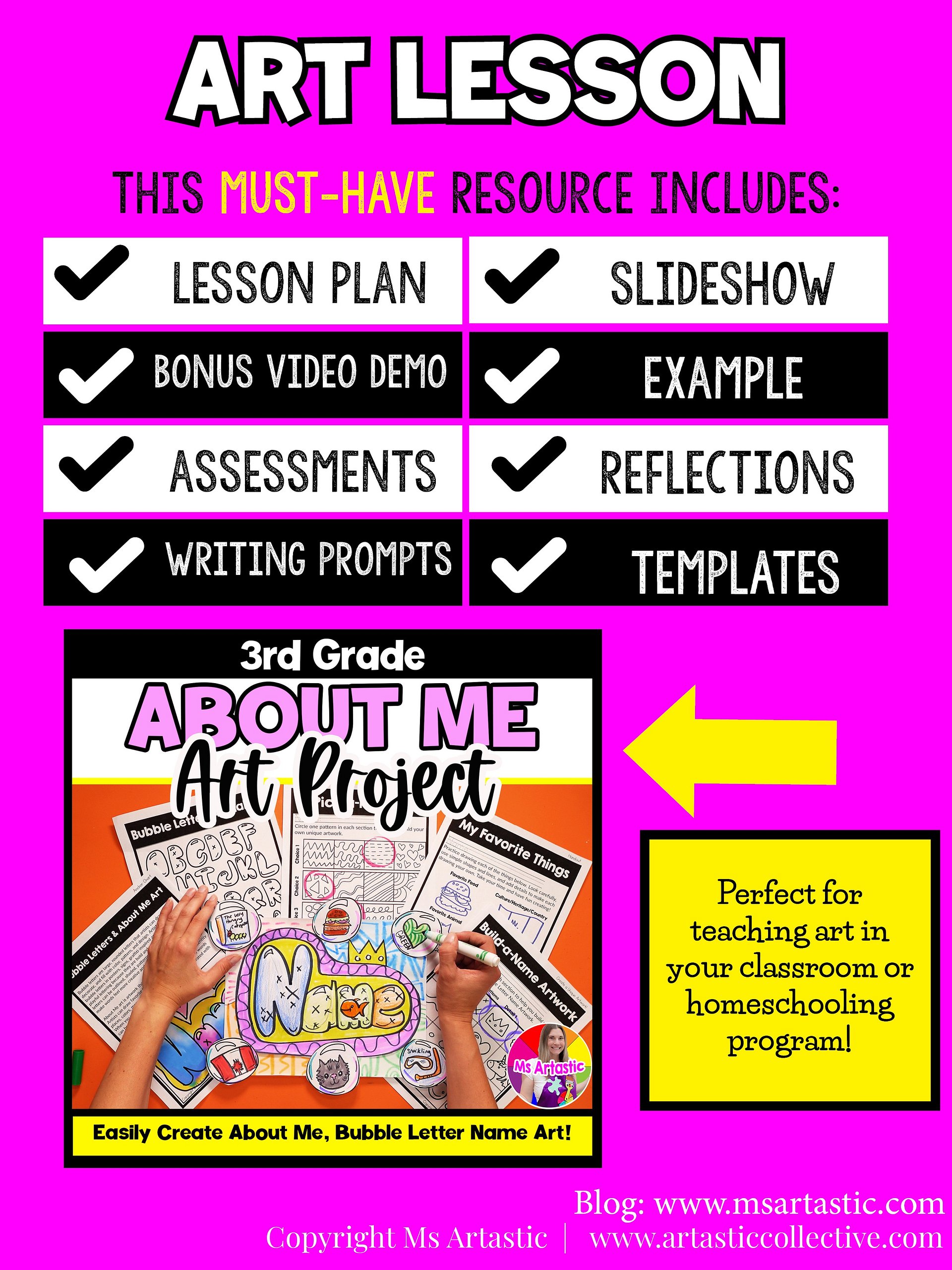 3rd Grade About Me Bubble Letter Name Art Lesson Grade 3 Back to School Art product image (5)