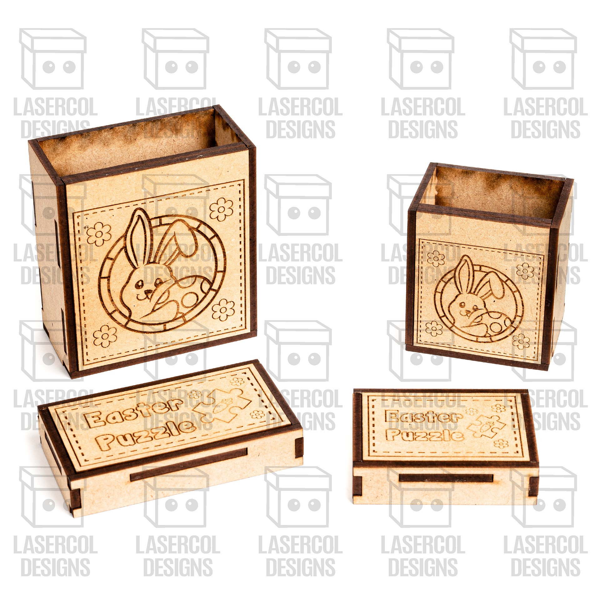 Easter Bunny Puzzle With Box Set 1 (2 Sizes) - Laser Cut Files product image (5)