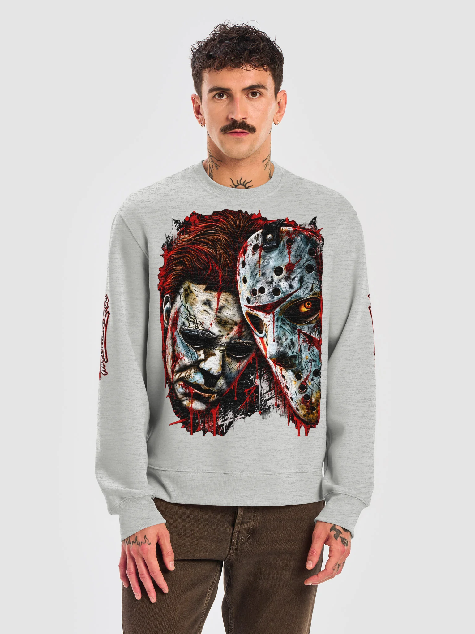 Twin Mask Horror Sweatshirt product image (10)