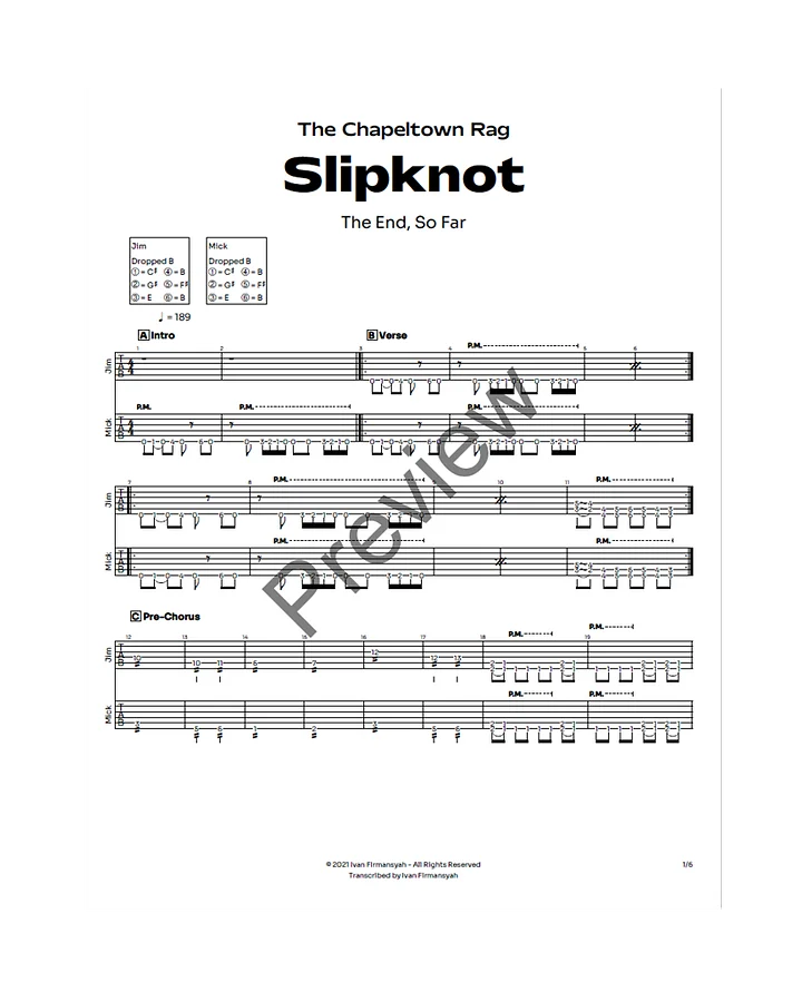 Slipknot - The Chapeltown Rag (Single Version) Complete Guitar Tab product image (2)
