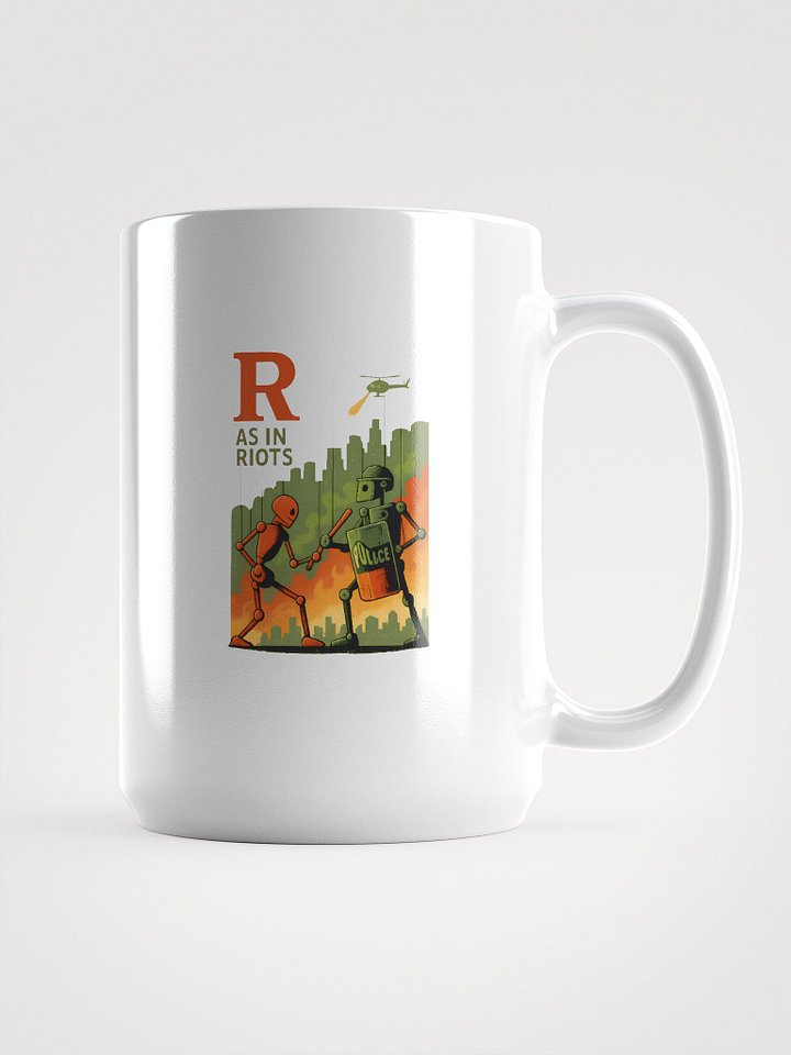 R as in riots white glossy ceramic mug by dark alphabet product image (1)