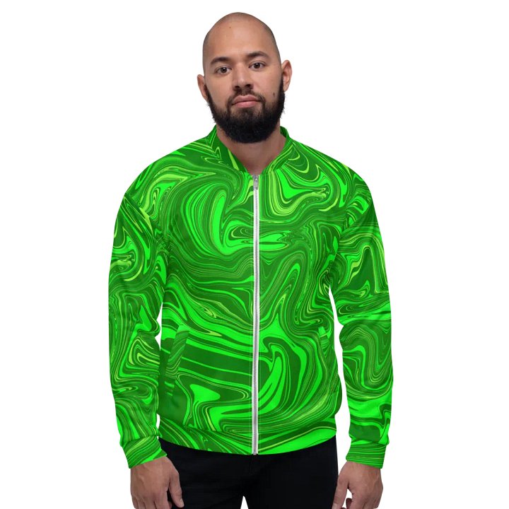Unisex Bomber Jacket - Different Shades of Green Digital Fluid Art product image (2)