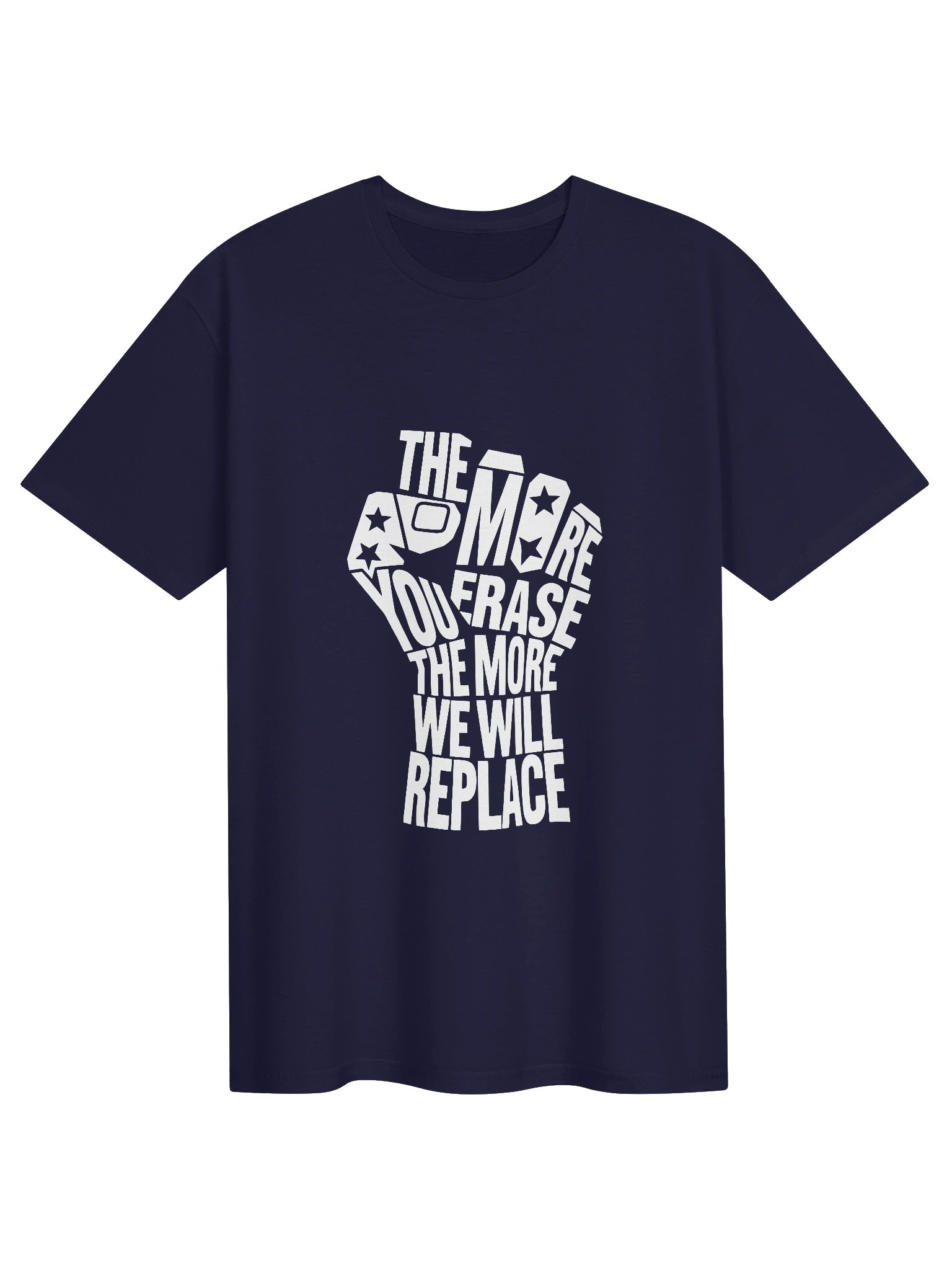 THE MORE YOU ERASE FIST Graphic T-Shirt White On Blue product image (1)