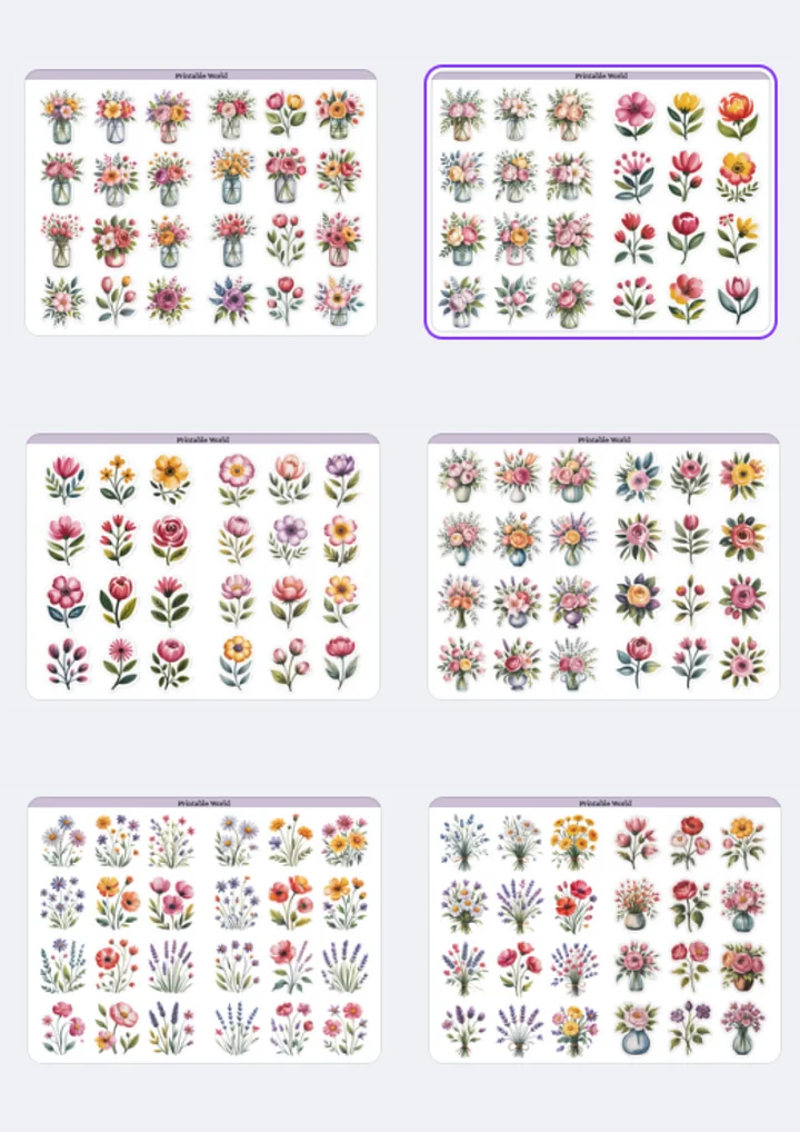 Flowers Sticker Pack (Watercolor Style) product image (2)