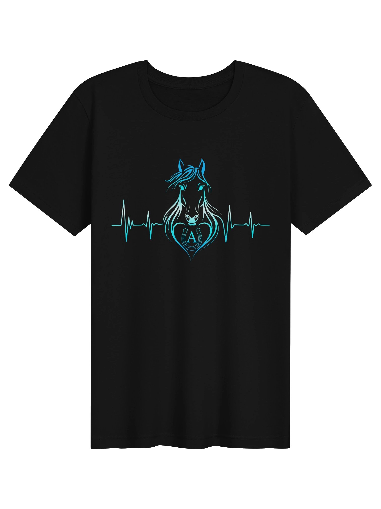 Personalized Horse Heartbeat T-Shirt with Letter A | Unisex Equestrian Gift product image (1)