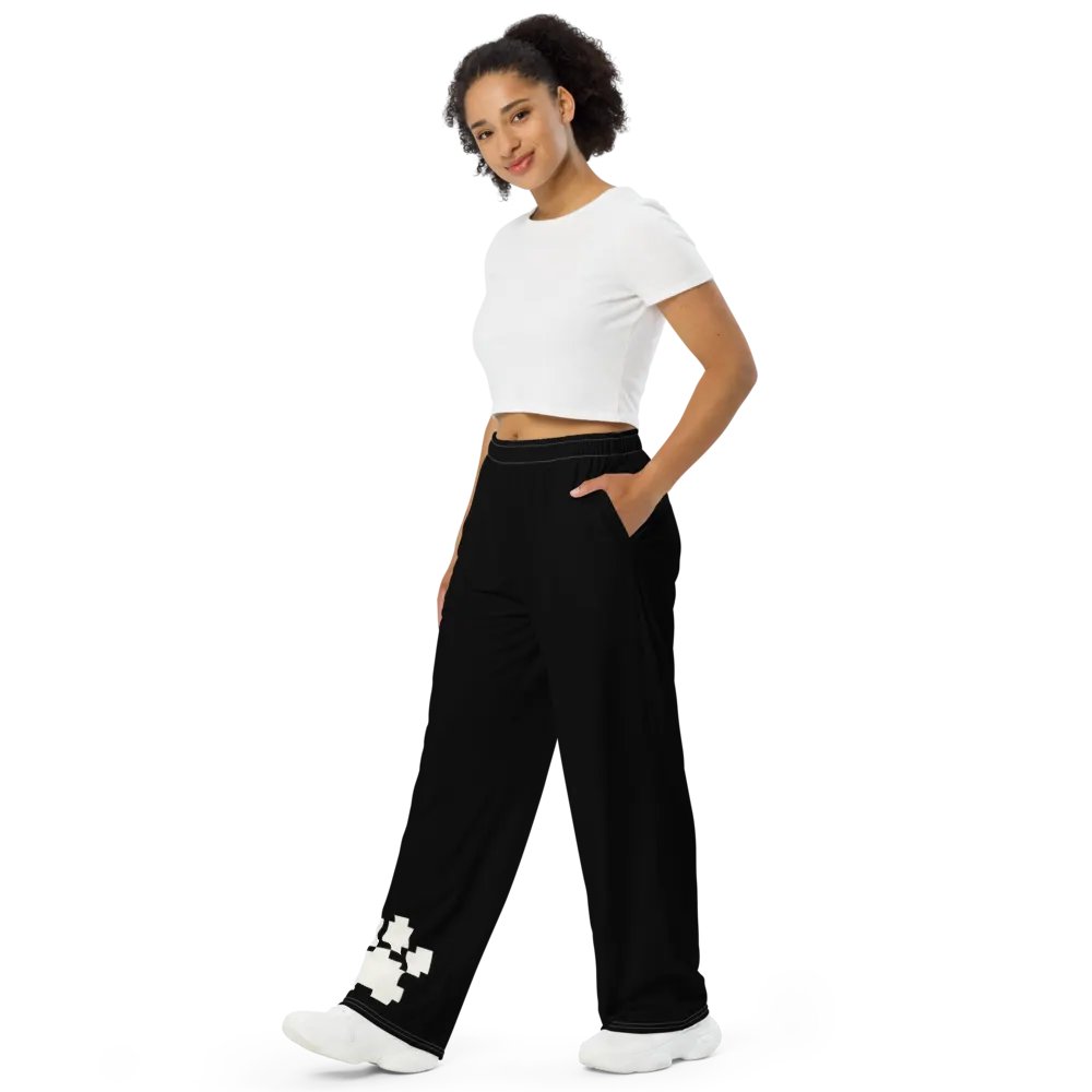 Paw Print Contrast Stitch Wide Leg Pants product image (4)