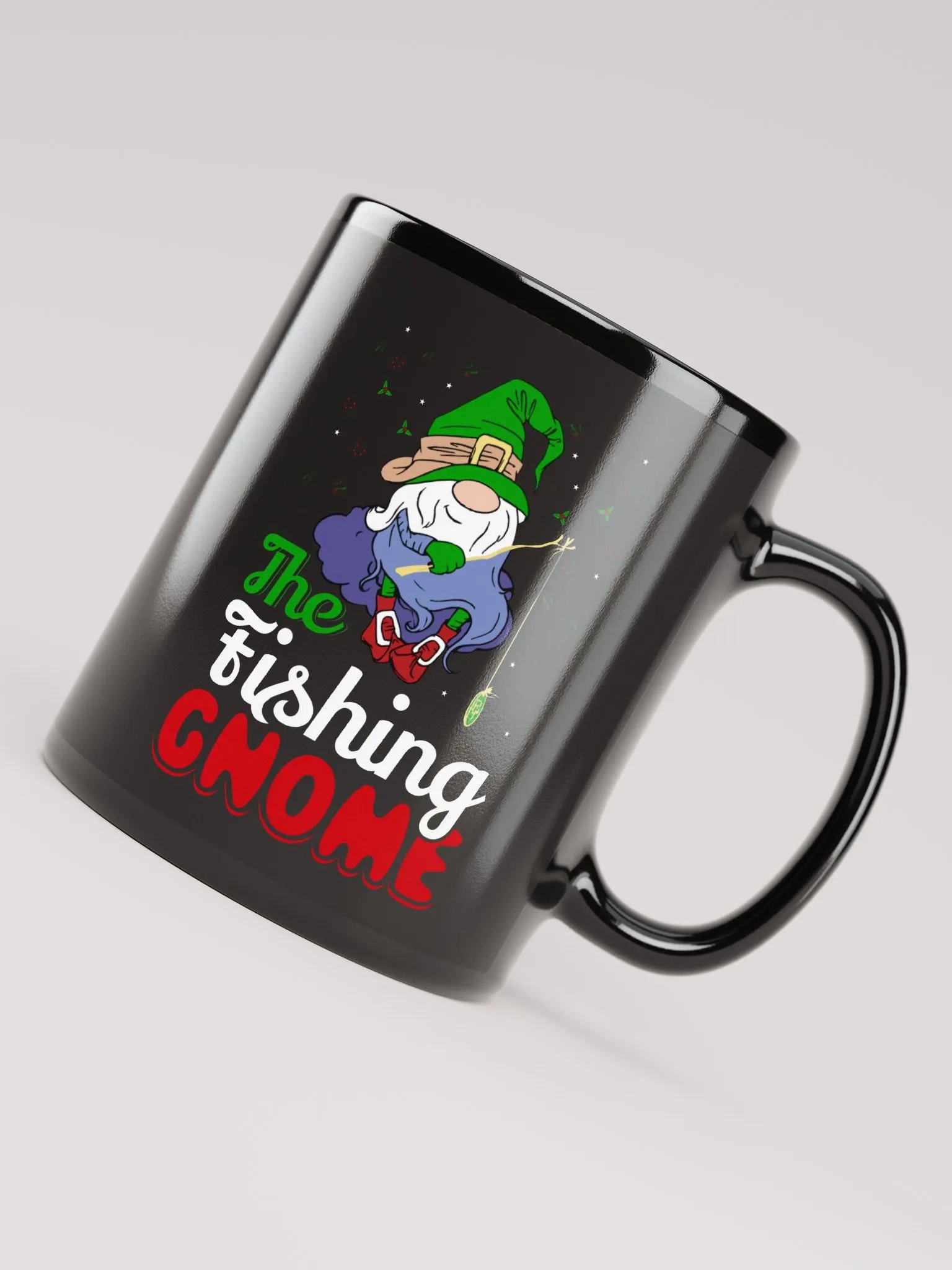 The Fishing Gnome Black Glossy Mug product image (7)