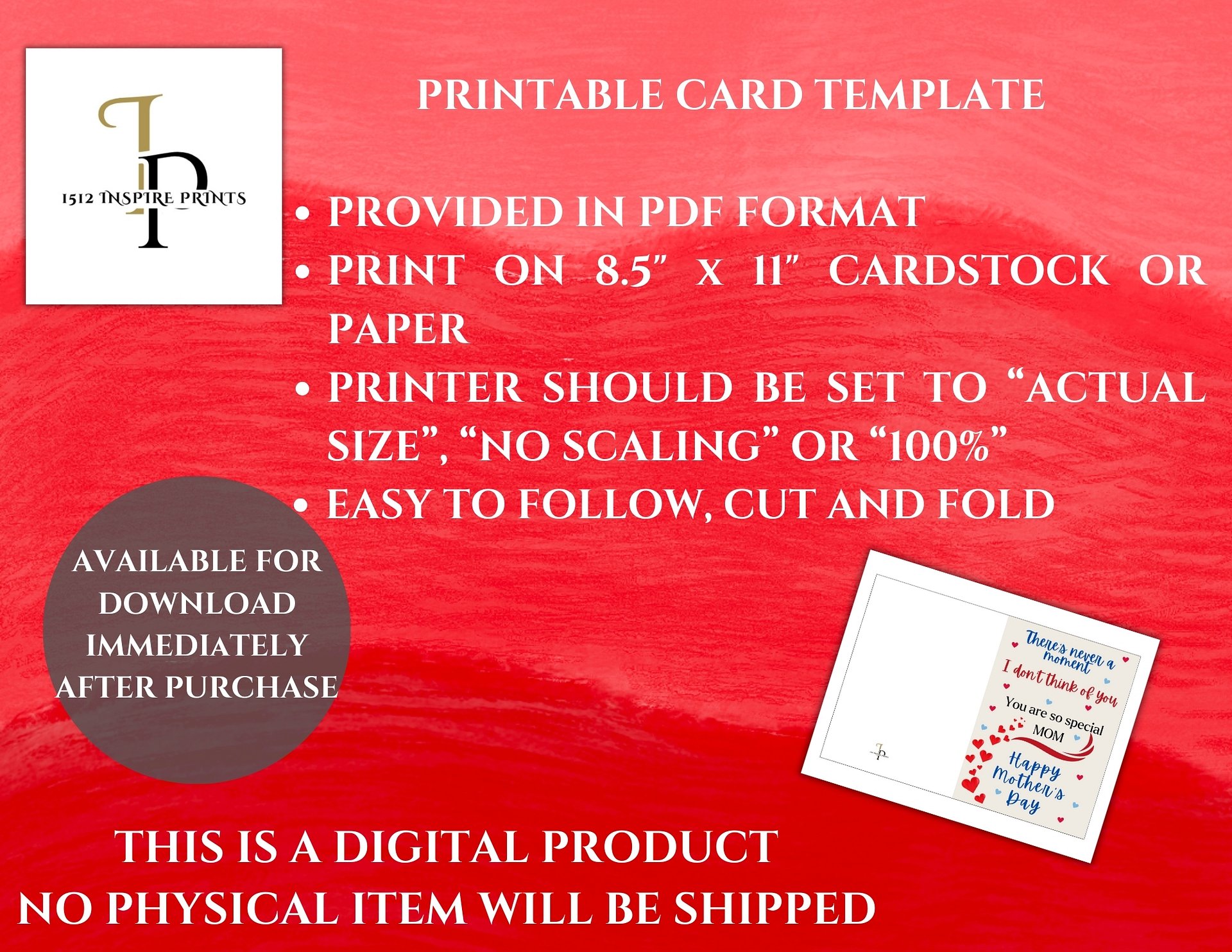 Red & Blue Hearts Mother's Day Card product image (3)
