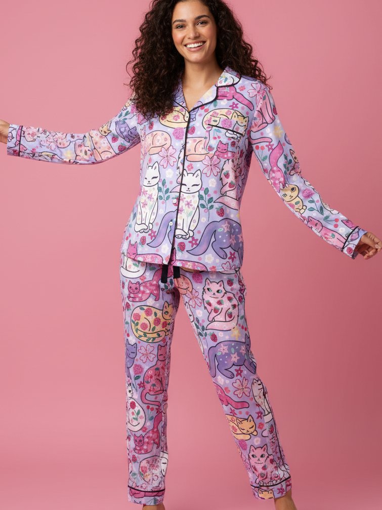 Whimsical Cat Garden Pajama Pants product image (1)