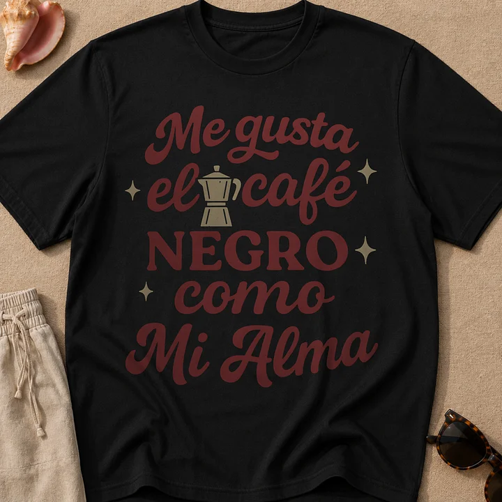 Me Gusta el Café Negro Como Mi Alma Camiseta Unisex product image (1)