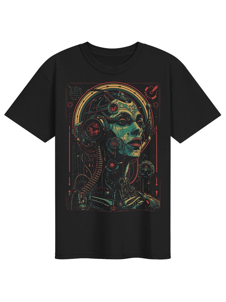 Neon Cybernetic Portrait Heavyweight T-shirt product image (1)
