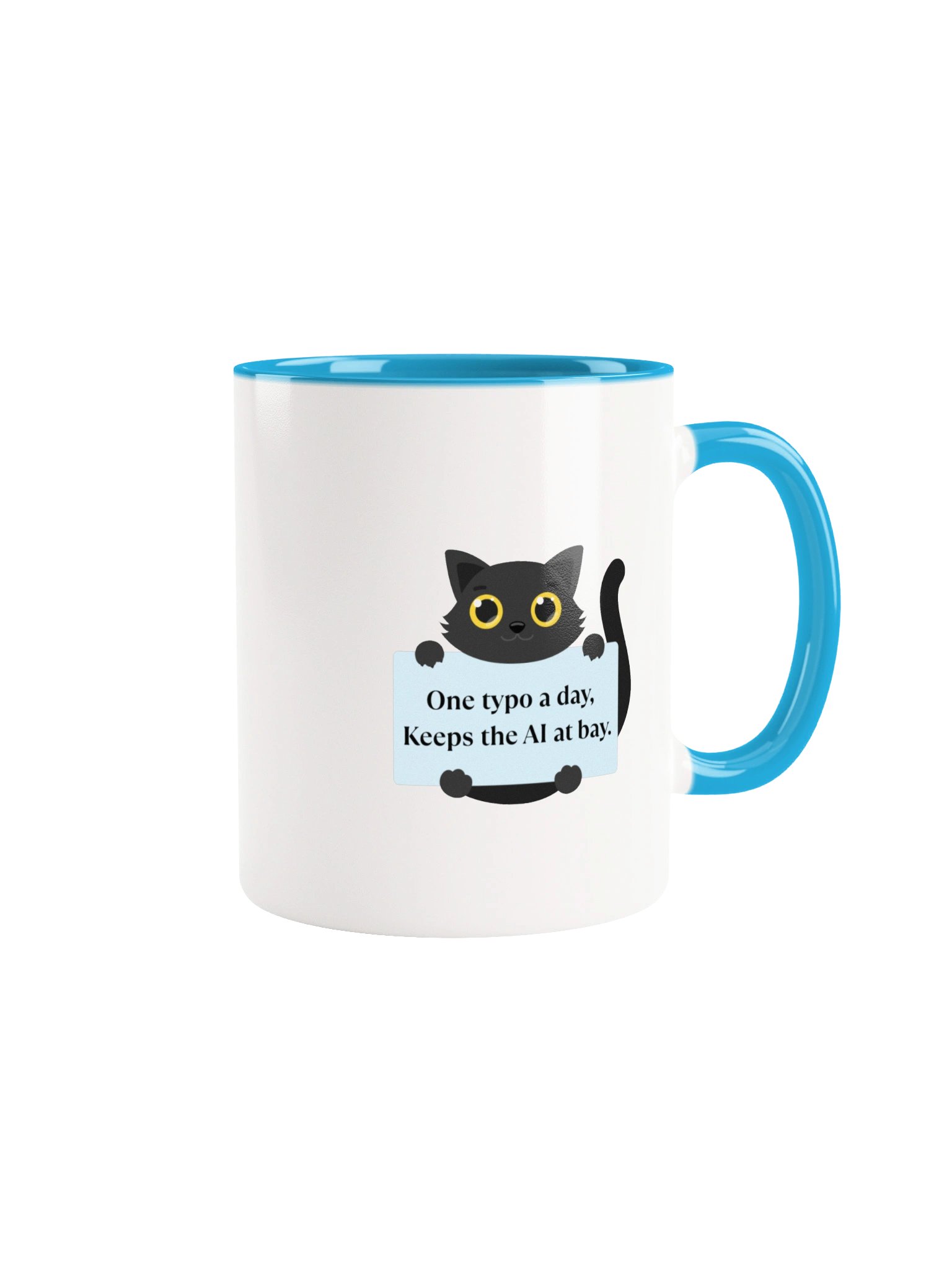 "One typo a day, Keeps the AI at bay." Writers' Mug 325 ml / 11 oz product image (1)