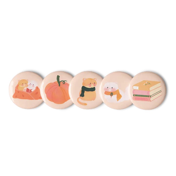 Cozy Fall with Cats Button Pins Set product image (1)