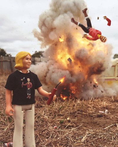 Action figures and boredom are an explosive combination

#Misadventure #Firecracker #toys #tshirt #design #misfit