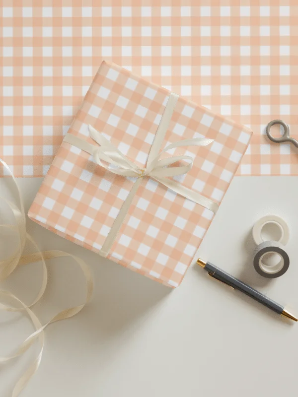 Peachy Gingham Gift Wrap Set (Set of 3) product image (1)