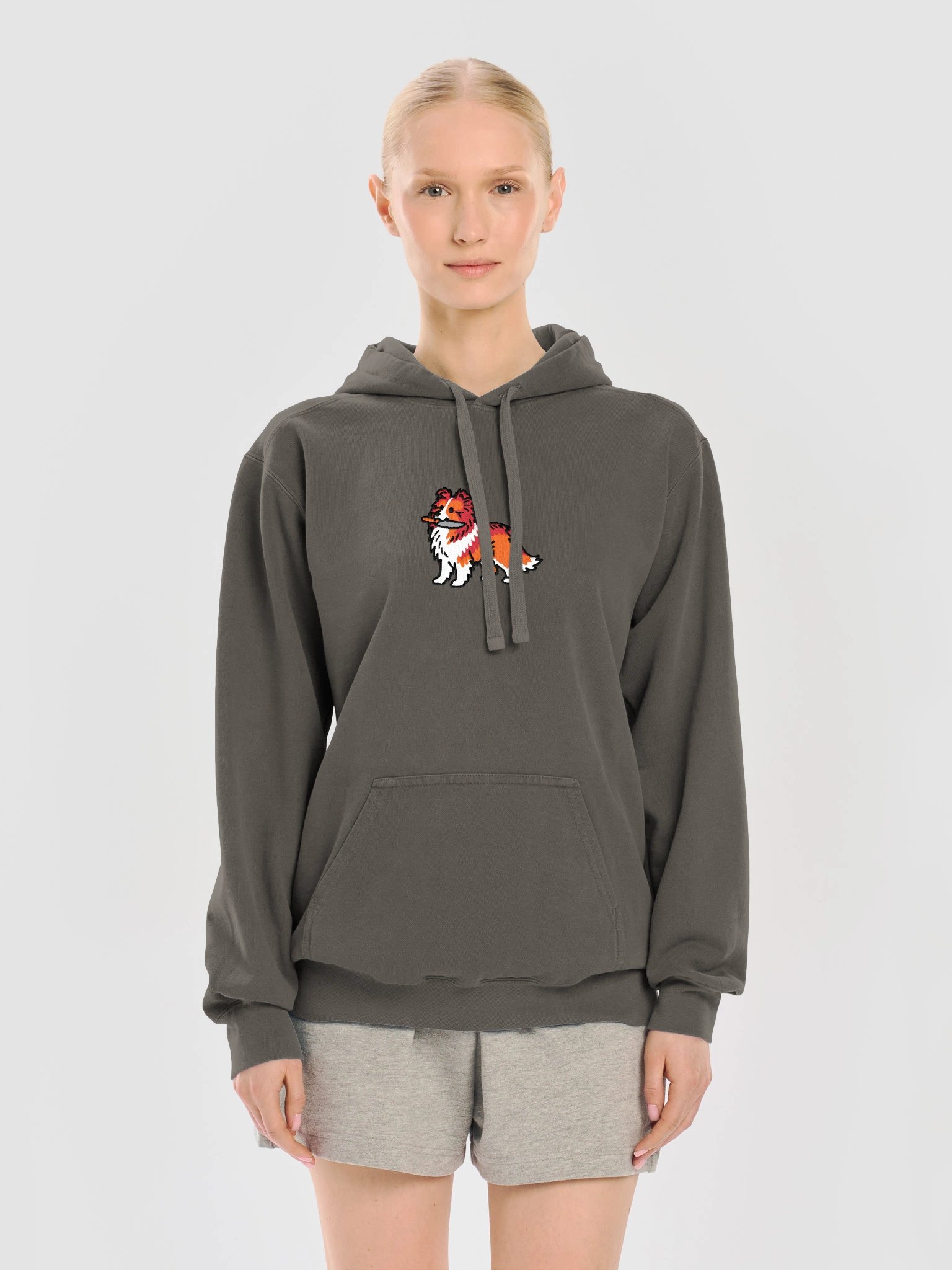 Funny Chibi-Style Shetland Sheepdog(Red & White) Embroidered Premium Hoodie product image (28)