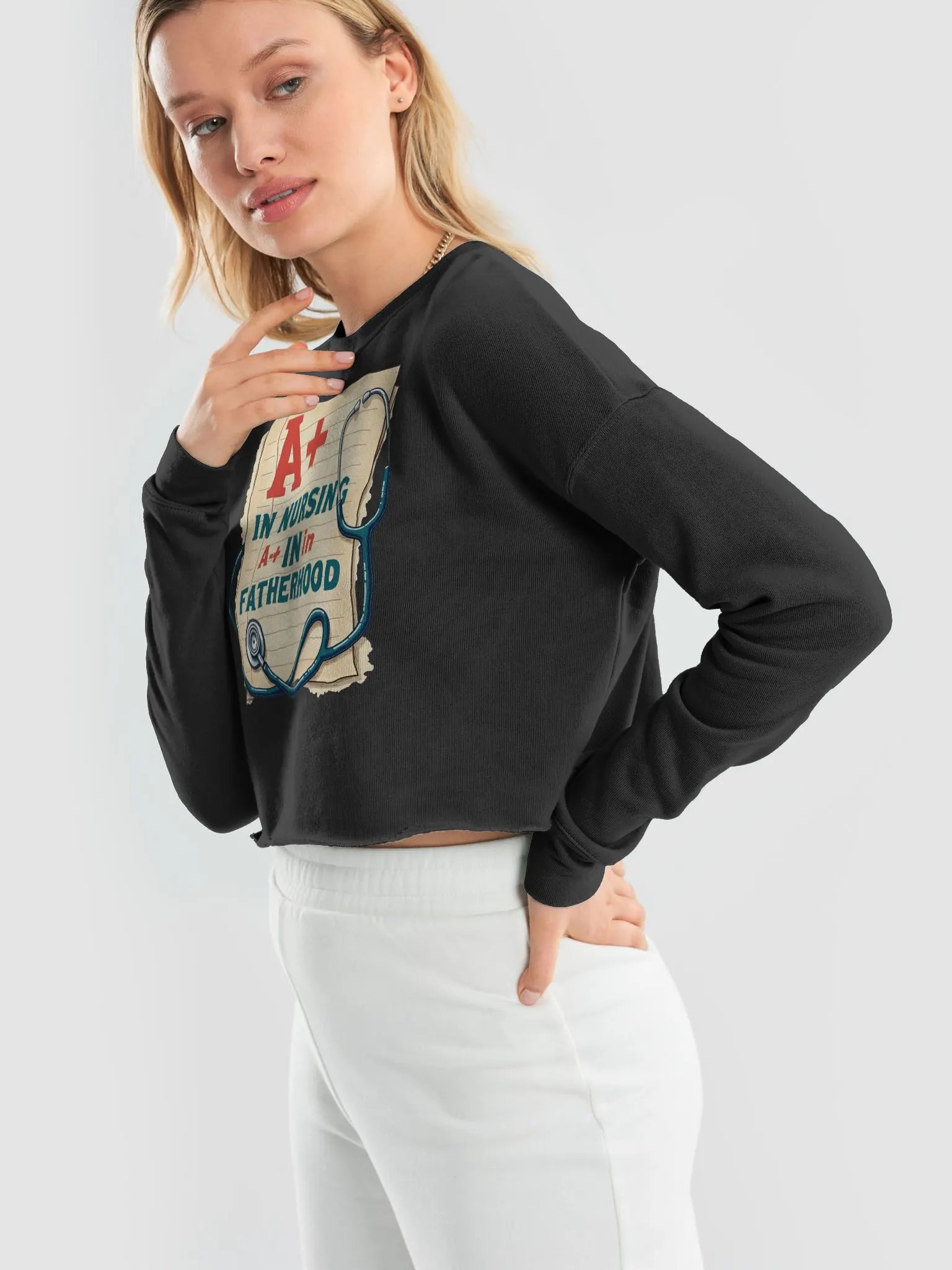 A+ Nursing and Fatherhood Crop Sweatshirt product image (29)