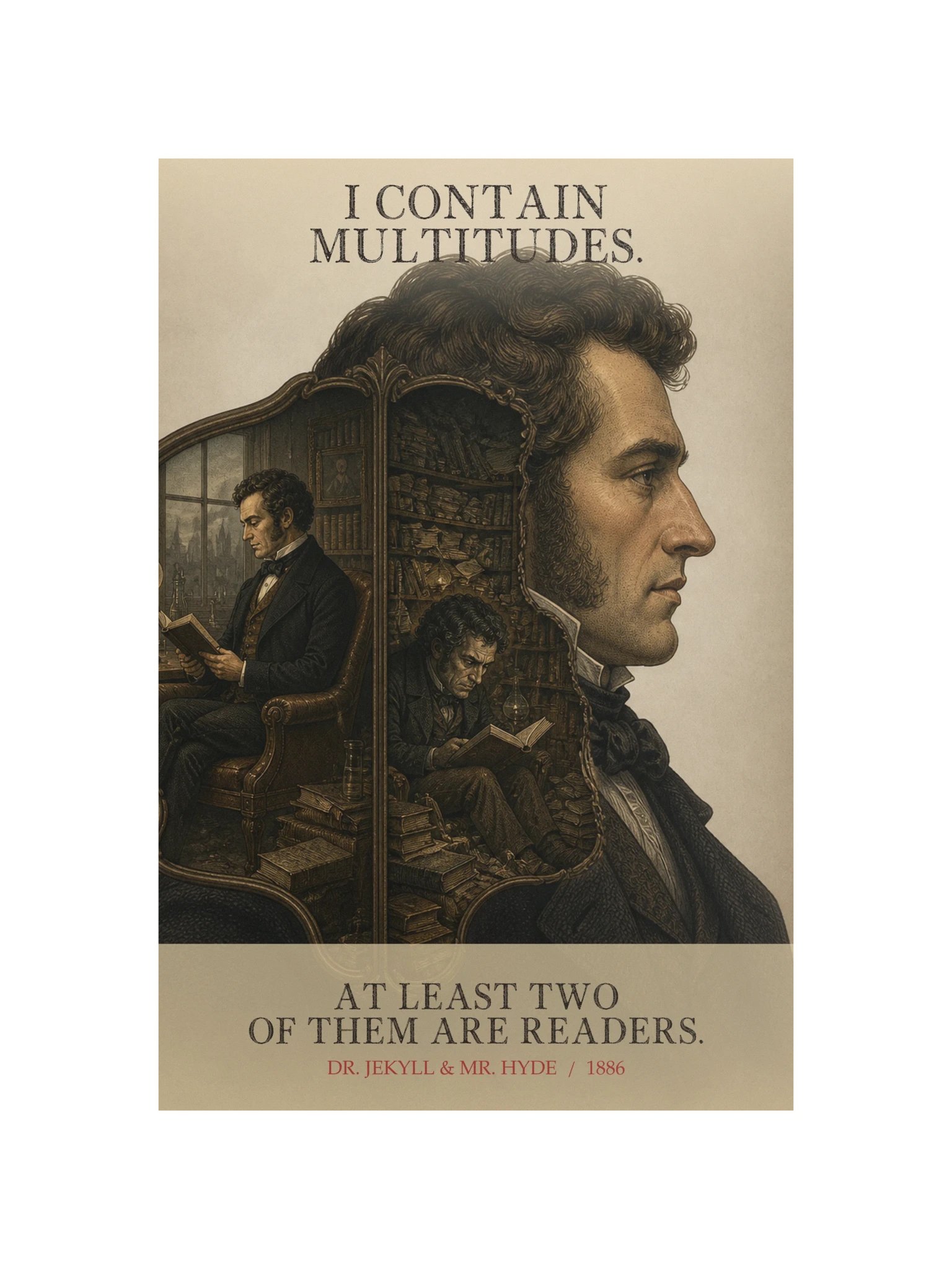 Multitudes Two Readers -- The Strange Case of Dr Jekyll and Mr Hyde Art Print product image (12)