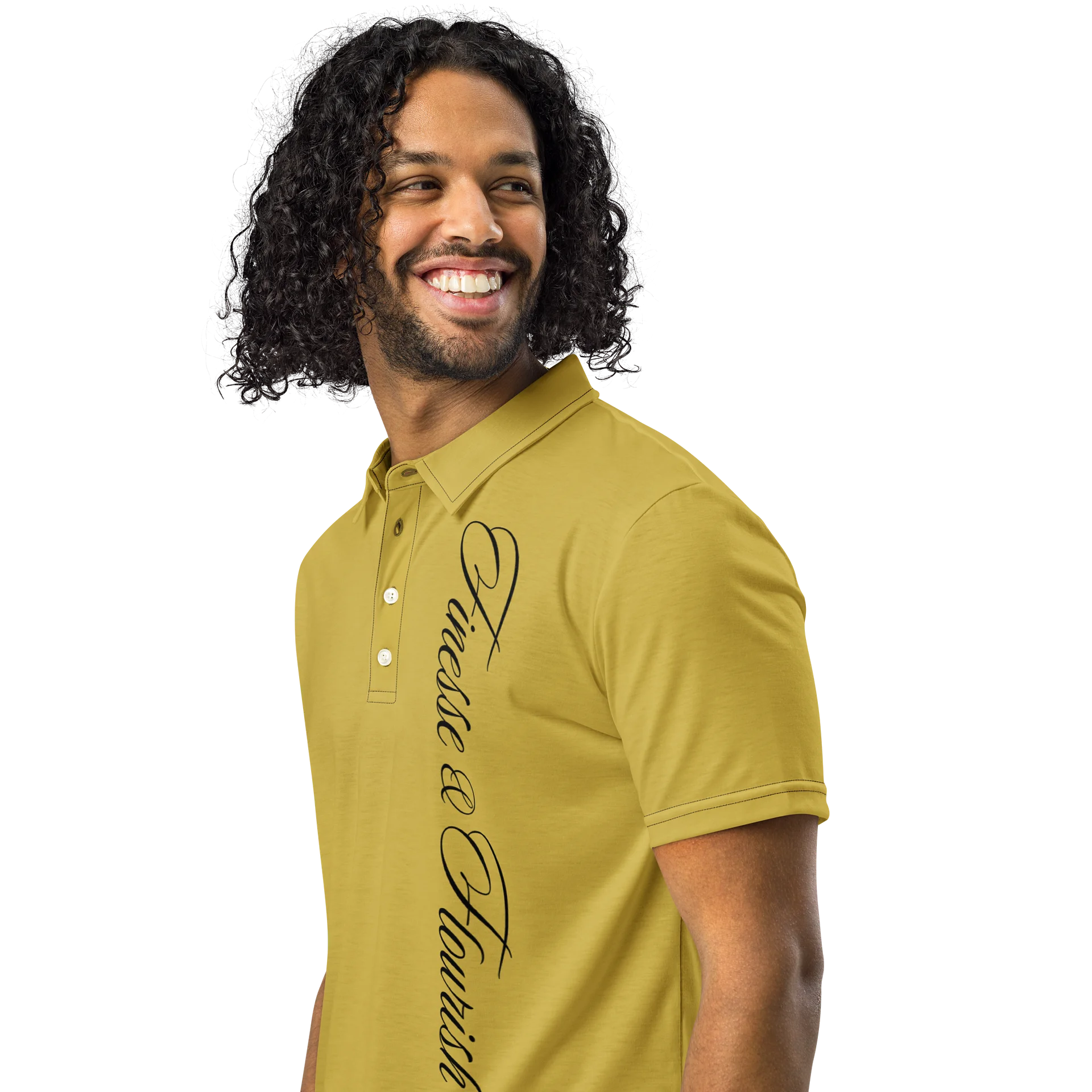 F&F Left Script Slim Fit Polo Shirt (OLD GLD) product image (4)