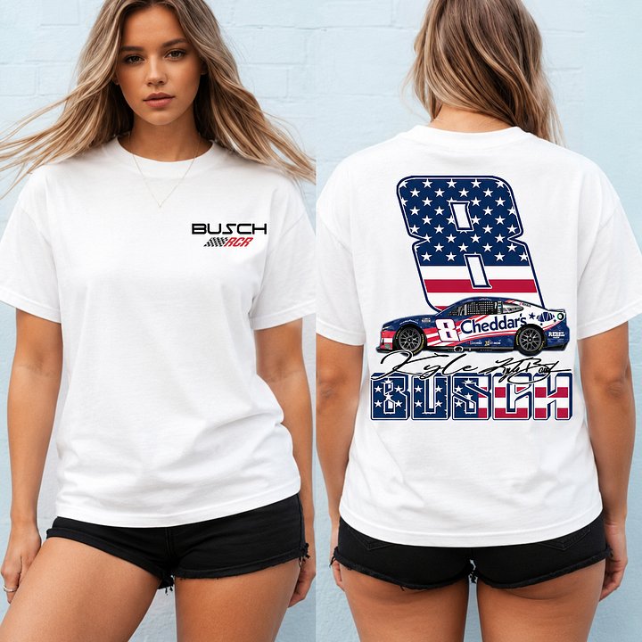 Kyle Busch RCR 8 Cheddars Patriotic Racing Shirt product image (1)