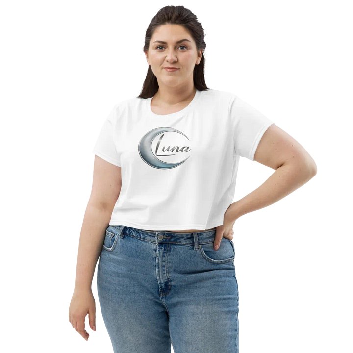 Luna Women's Crop Top - Stylish White Crescent Moon Design product image (1)