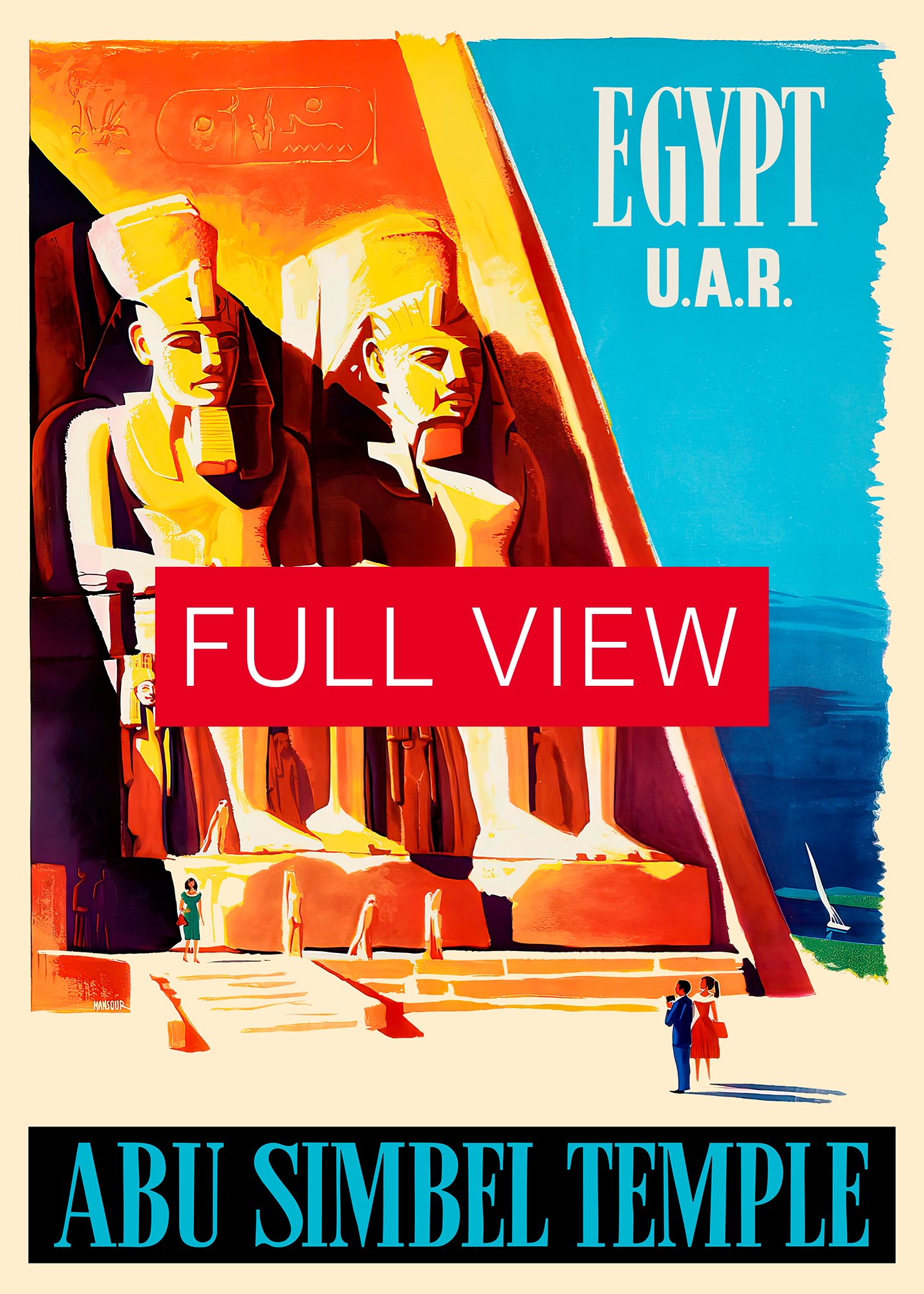 Egypt. Abu Simbel Temple, 1960 (Aswan, Pharaoh Ramesses II) — retro vintage travel poster, retro travel art, retro travel wall art product image (3)
