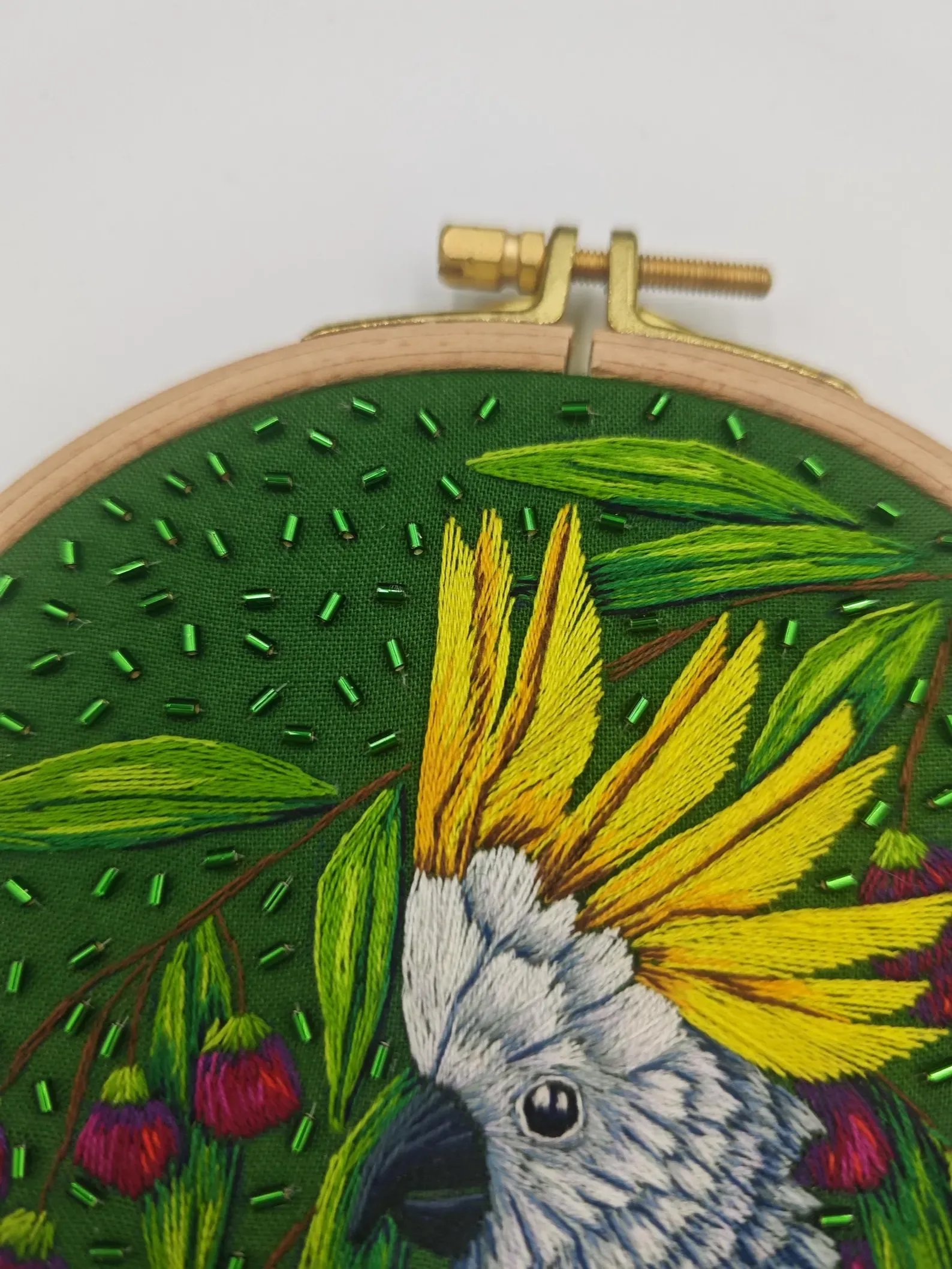 PDF hand embroidery tutorial, cockatoo pattern, parrot DIY art product image (8)