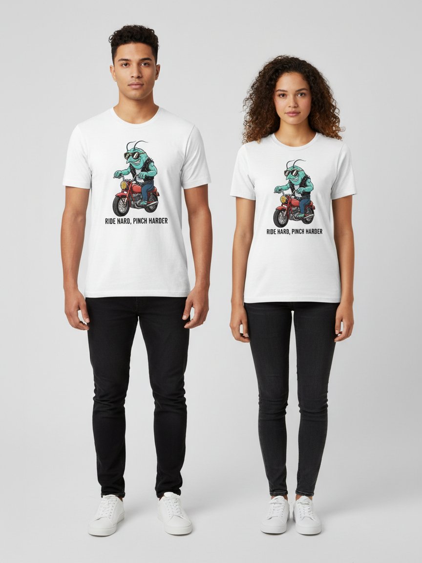 Ride Hard, Pinch Harder T-Shirt | Biker Lobster Graphic Tee product image (3)