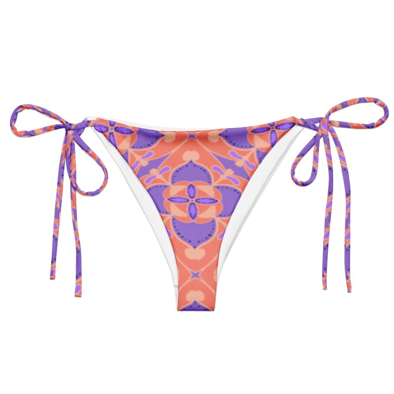 Pastel Orange and Mauve Pattern String Bikini Bottom product image (1)