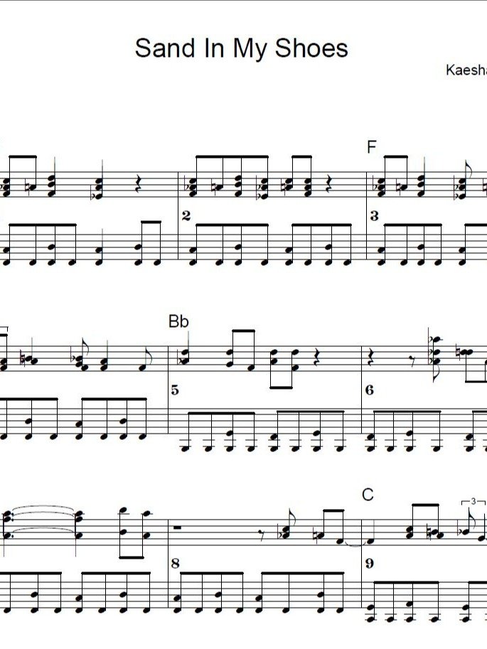 Sand In My Shoes - Blues piano - Piano sheet music product image (1)