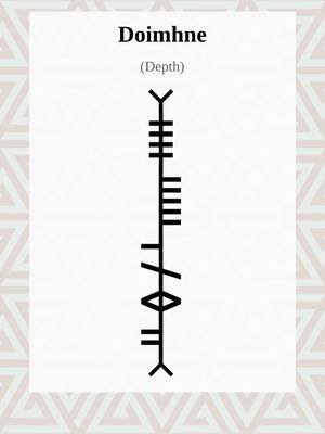 Ogham Word of the Day:doimhne Explore more Ogham: The Ancient Irish 'Tree Alphabet' , Medieval history and linguistics at OghamLore.com. #Ogham #Ireland #fyp #gaeilge #WordOfTheDay