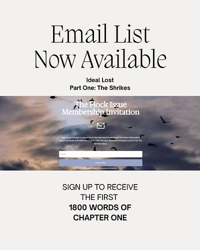JOIN THE FLOCK ISSUE BY SIGNING UP FOR MY EMAILS

I’m so glad I finally got this working that those that do sign up you get t...