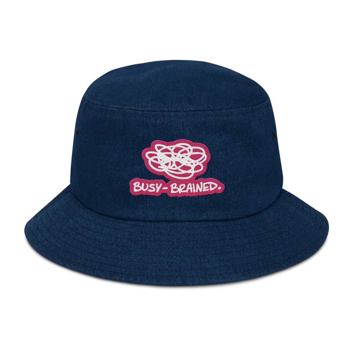 BUSY-BRAINED (pink bubble design 2) denim bucket hat product image (1)