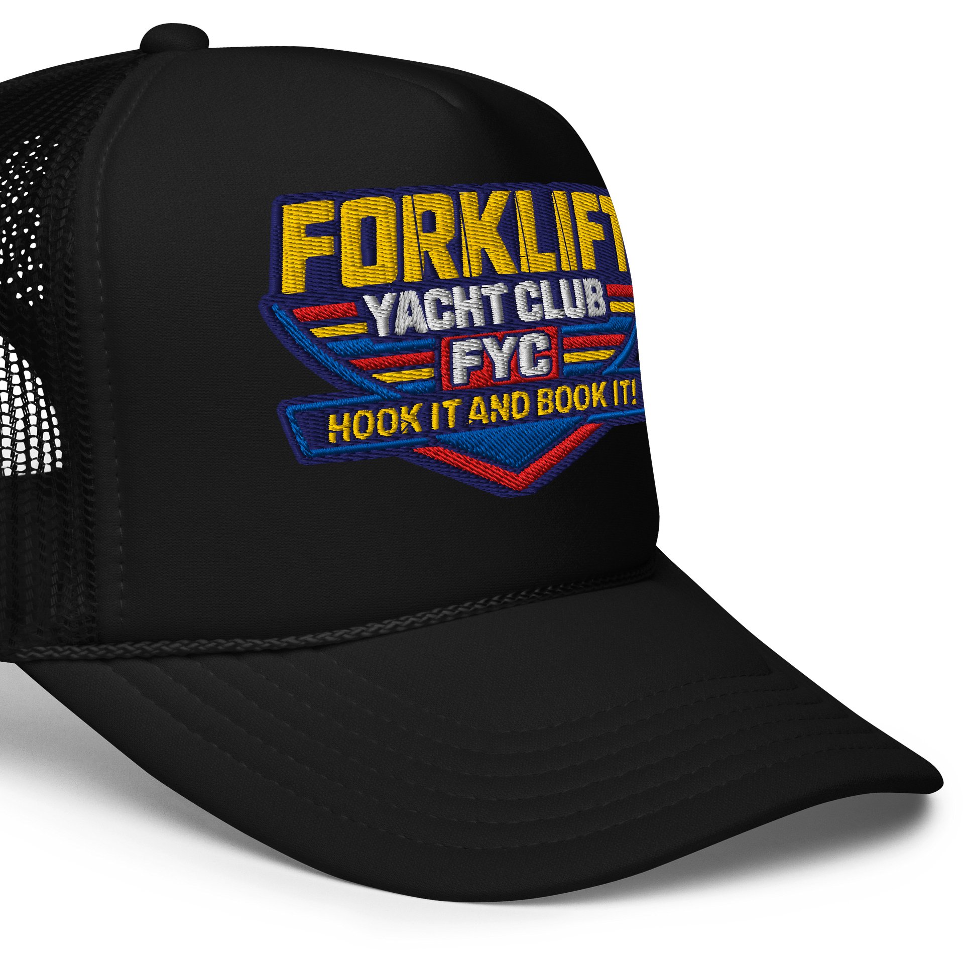 Hook and book - Trucker style mesh hat Embroidered product image (4)