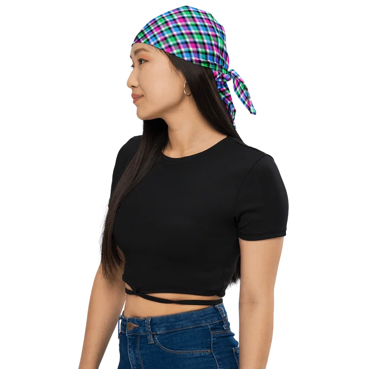 Magenta, Green, and Blue Plaid Bandana product image (1)