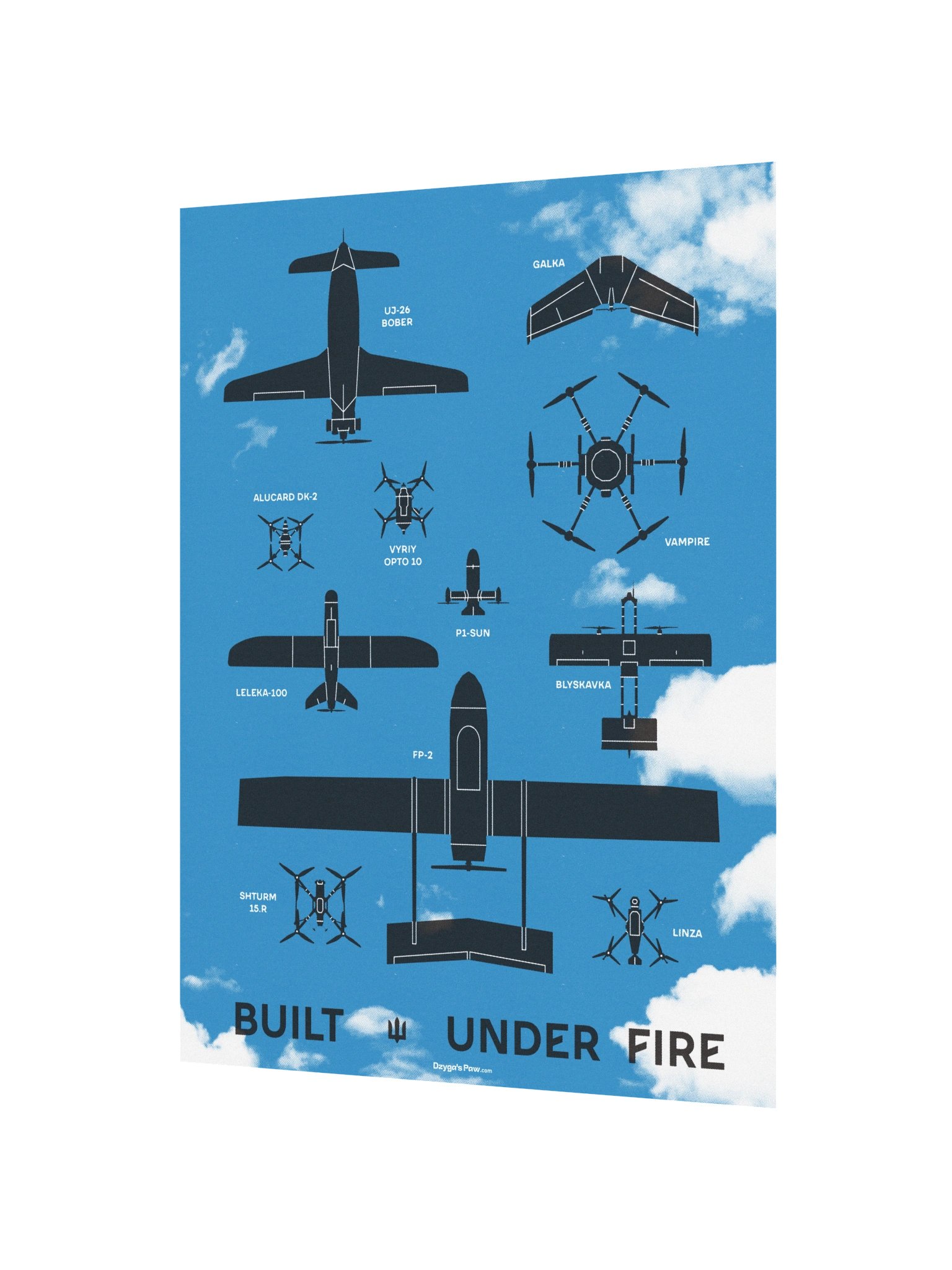 Dzyga's Paw Built Under Fire Poster (12"x16" | Blue) product image (2)