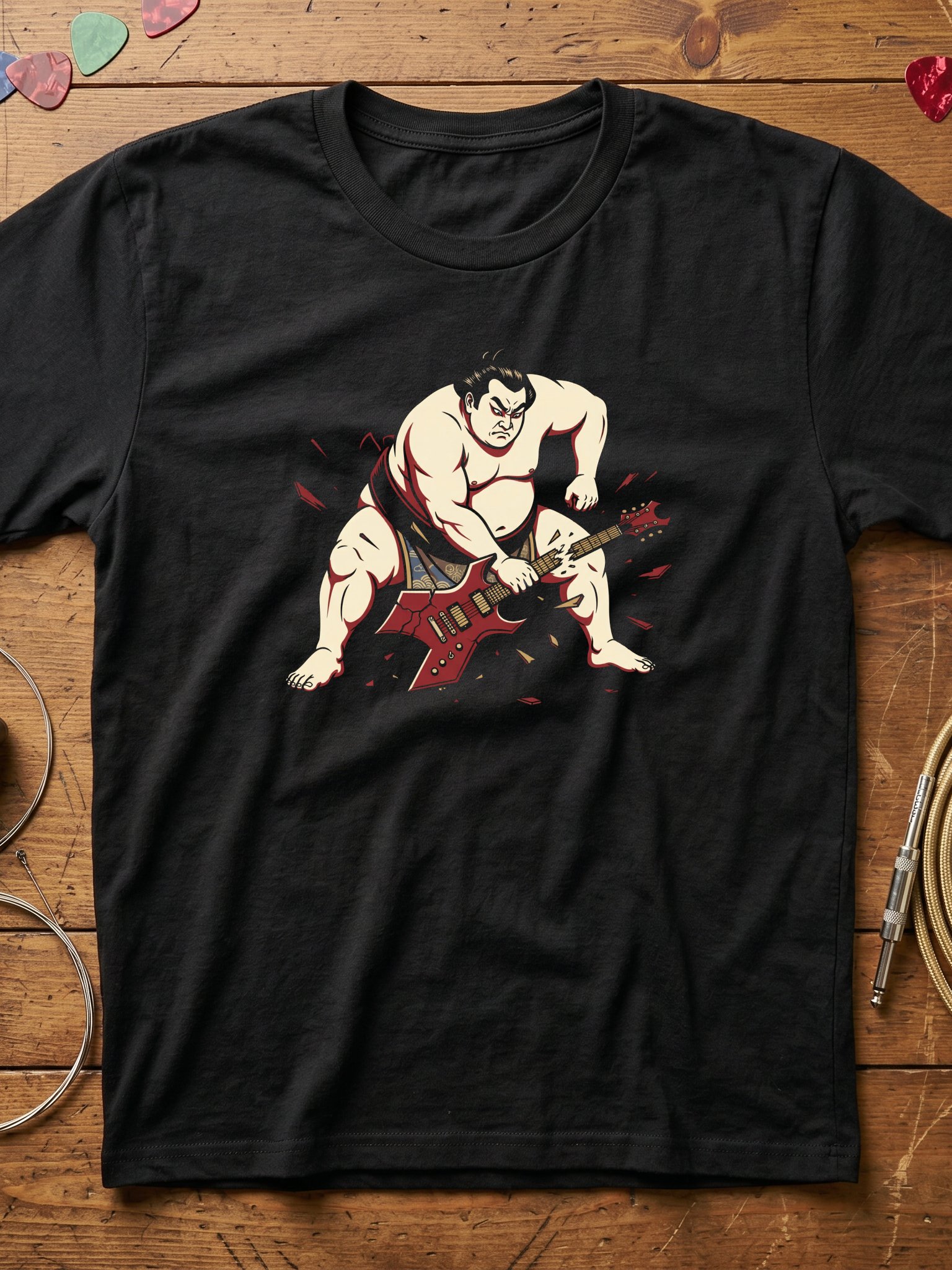Sumo Guitar Smash T-Shirt – Rock Music Tee | Japanese Art Style Graphic Shirt product image (1)