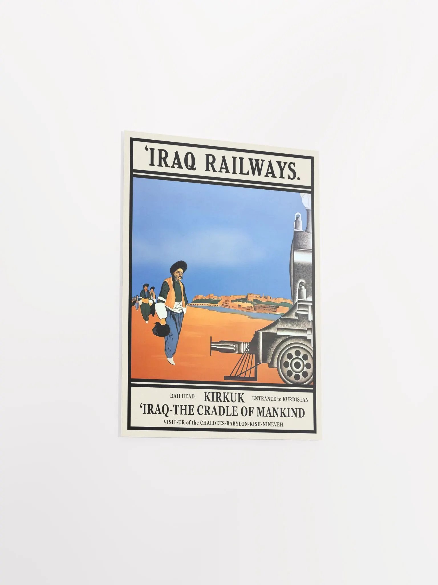 Iraq Railways, Kirkuk, Kurdistan. 1930s [RARE poster] — retro vintage travel poster, retro travel art, retro travel wall art product image (9)