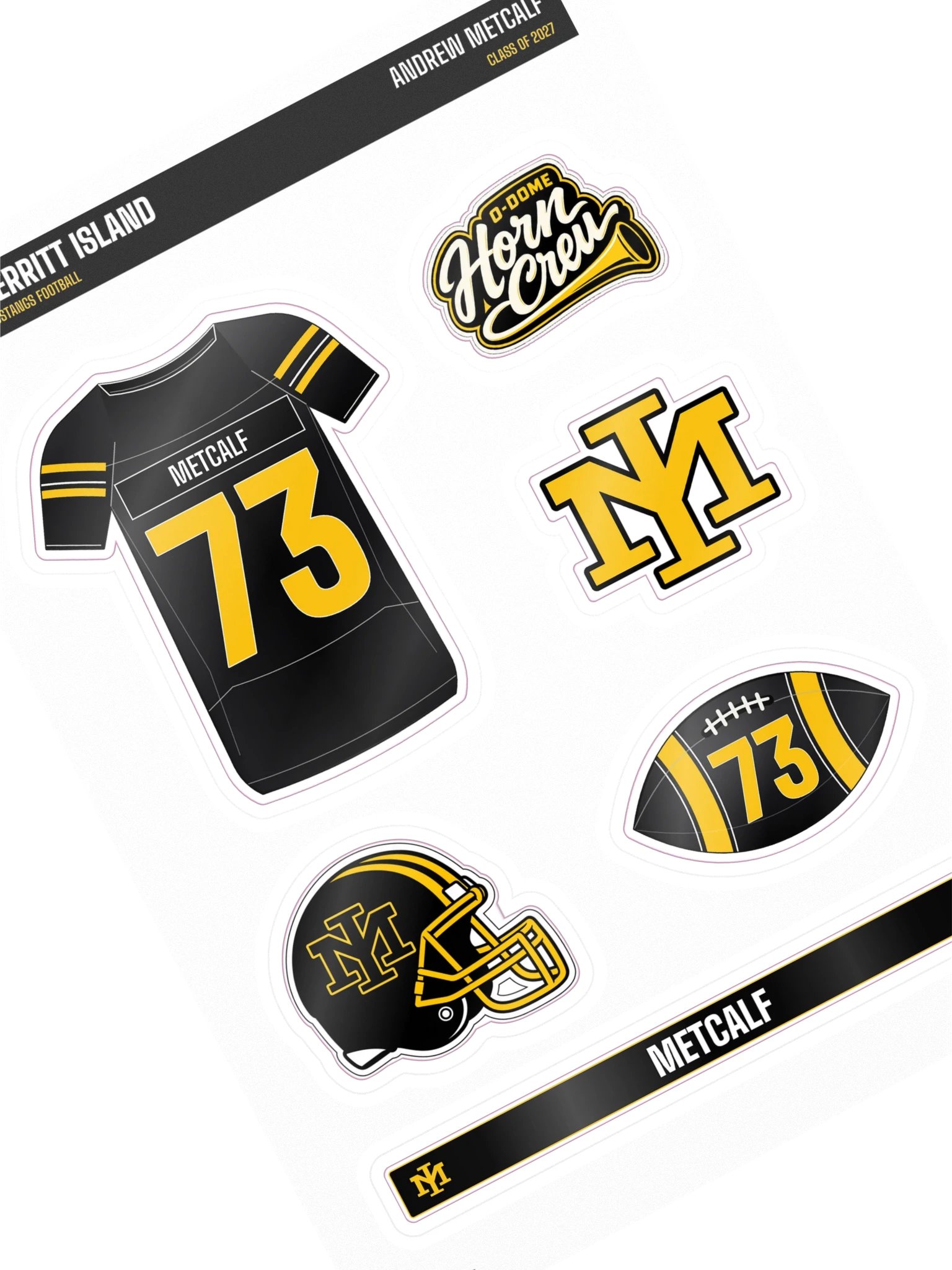 Andrew Metcalf #73 — Mustangs Sticker Sheet product image (1)
