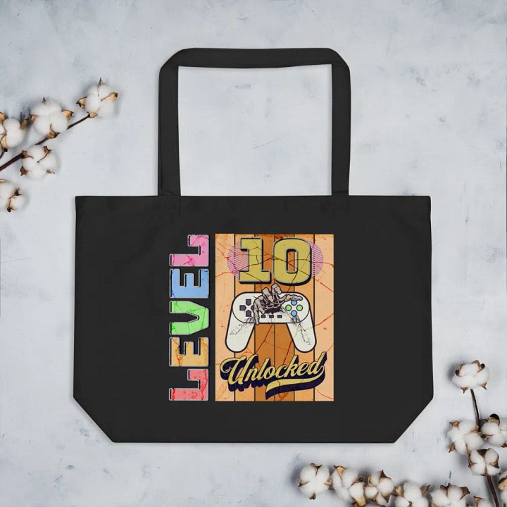 Level 10 Unlocked Gaming Achievement Tote Bag product image (2)